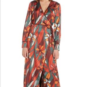 Forest Lily Floral Wrap Maxi Dress